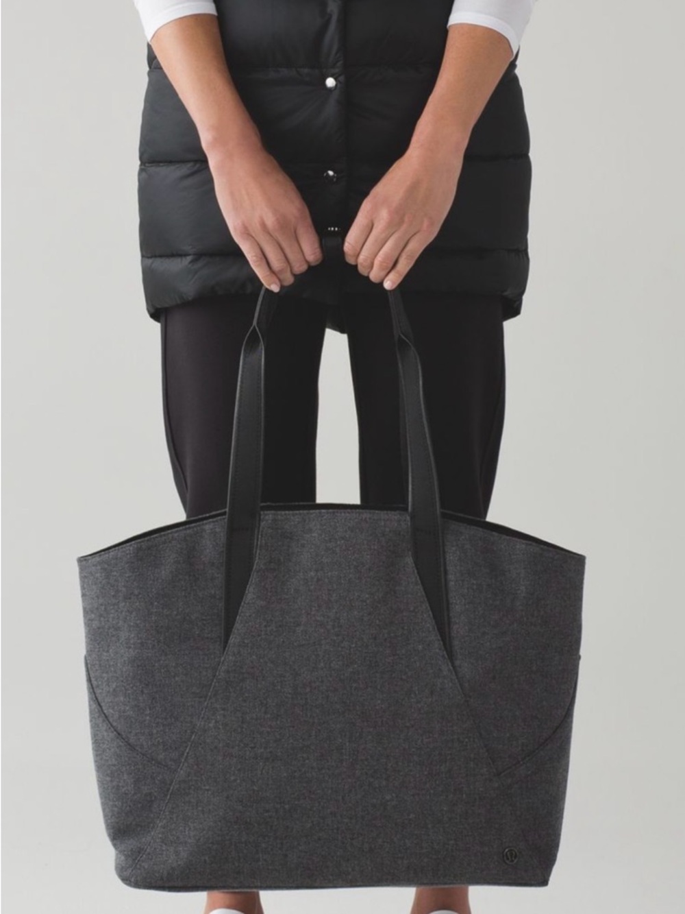 Lululemon All Day Tote Bag Heathered Dark Grey Black Large Shoulder Gym Bag OS